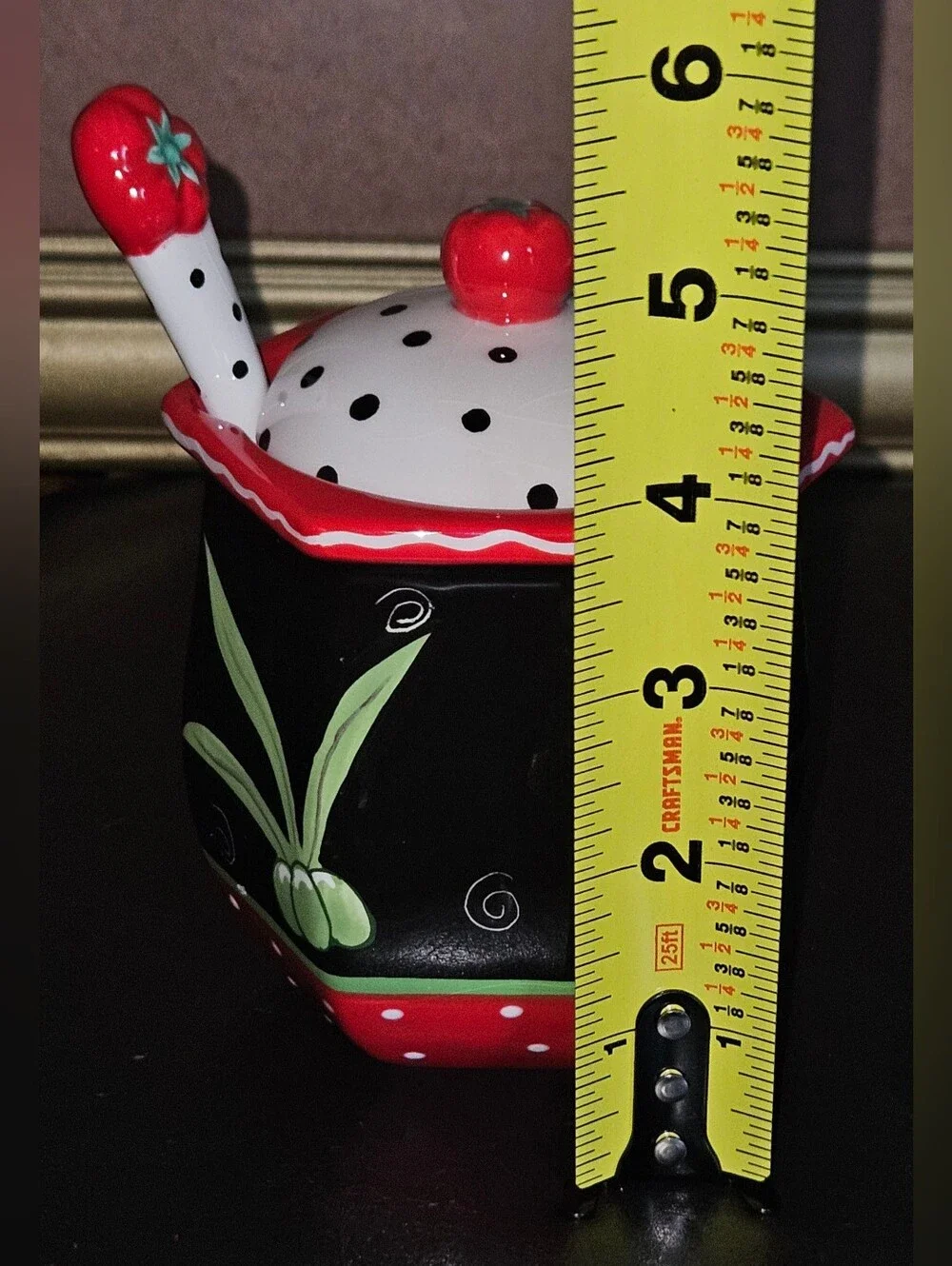 Coyne's & Company Black & Red Ceramic Tomato Sugar Jar and Creamer Set